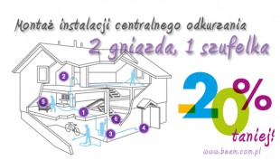 Montaż instalacji centralnego odkurzania - 2 gniazda, 1 szufelka